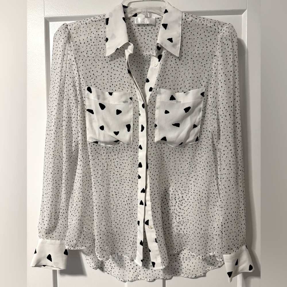 7 for all mankind sheer button up blouse